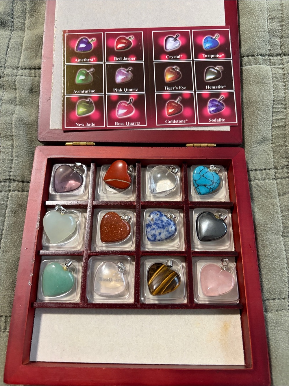 Assorted Heart Gemstone Pendant Necklace - Multi Color